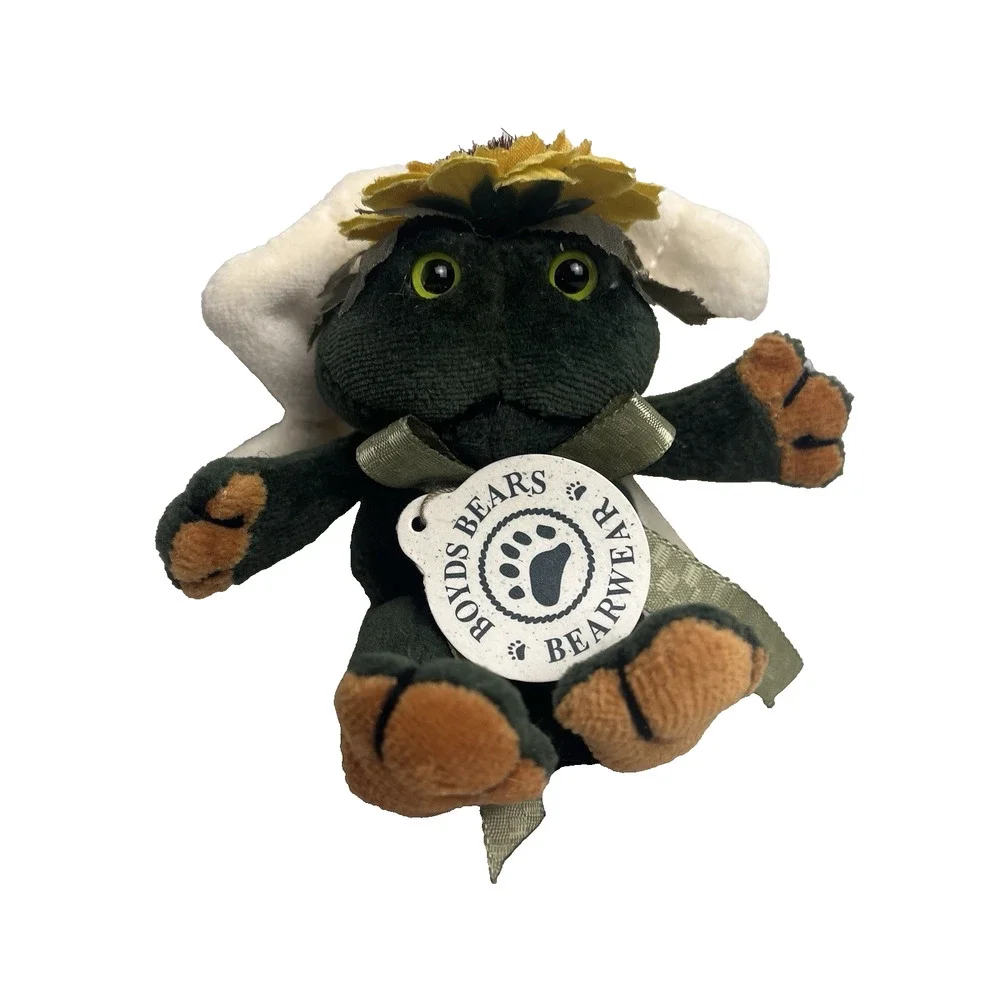 Boyds Bears Lilly R Ribbit Frog Sunflower Angel Wings Ornament 5in Vintage Plush
